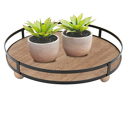 Defined Deco 12 inch Decorative Tray,Round Tray with Metal Handle,...