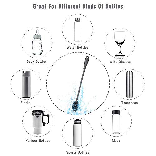 ddLUCK Silicone Bottle Cleaning Brush with Long Handle, BPA Free 1...
