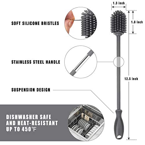 ddLUCK Silicone Bottle Cleaning Brush with Long Handle, BPA Free 1...