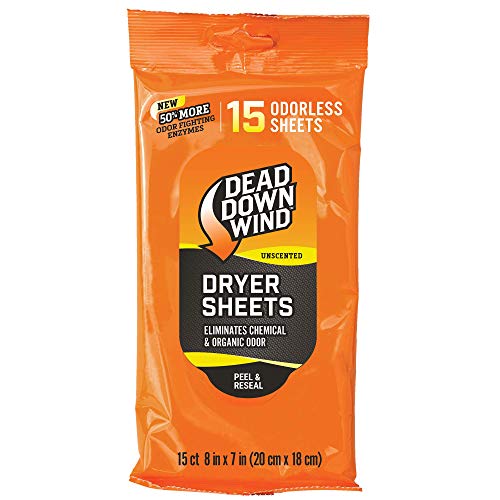 Dead Down Wind Dryer Sheets | 15 Odorless Sheets | Odor Eliminator...