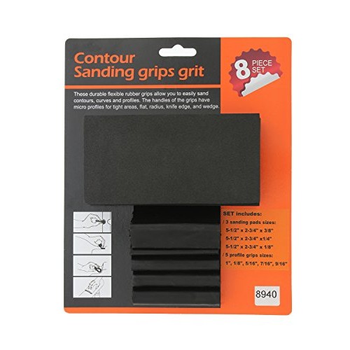 DCT Contour Detail Sanding Grip Pad Wedge Block 8-Pack Set - Flexi...
