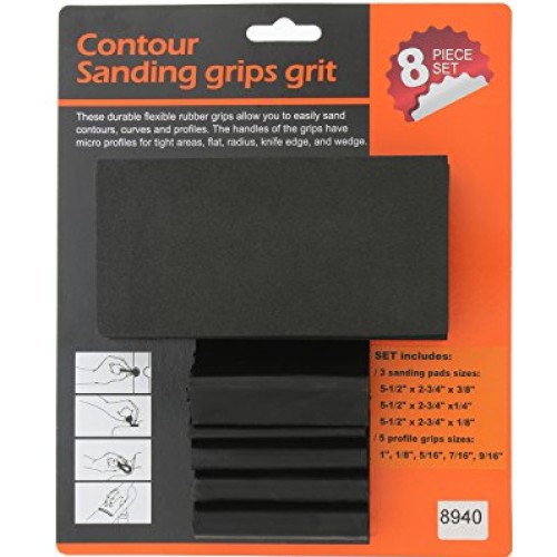 DCT Contour Detail Sanding Grip Pad Wedge Block 8-Pack Set - Flexi...