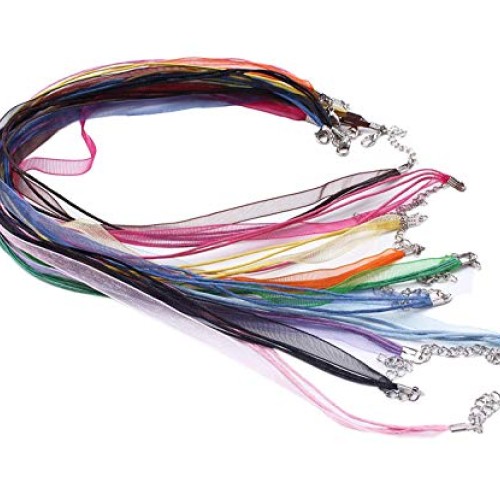 Dealglad 100pcs Colorful Voile Organza Ribbon Waxed Cord String Ne...