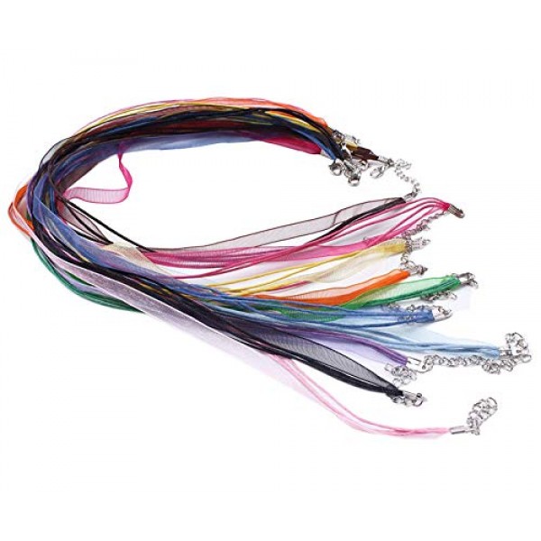 Dealglad 100pcs Colorful Voile Organza Ribbon Waxed Cord String Ne...
