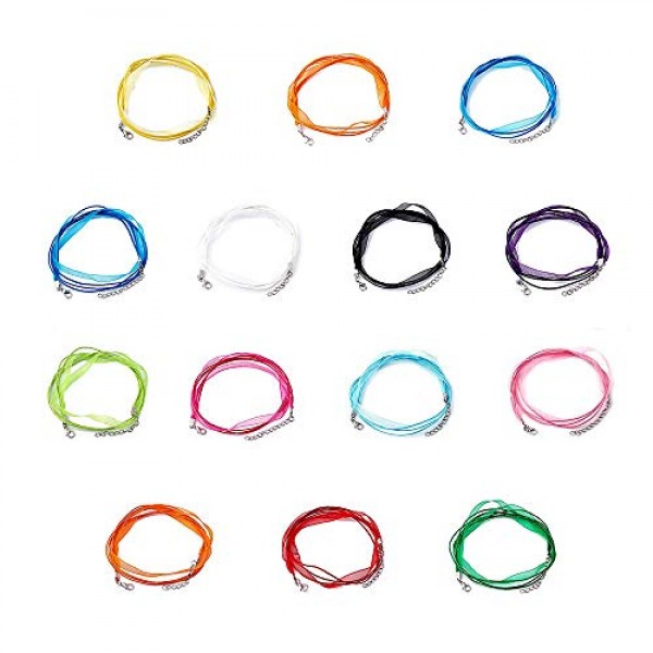 Dealglad 100pcs Colorful Voile Organza Ribbon Waxed Cord String Ne...
