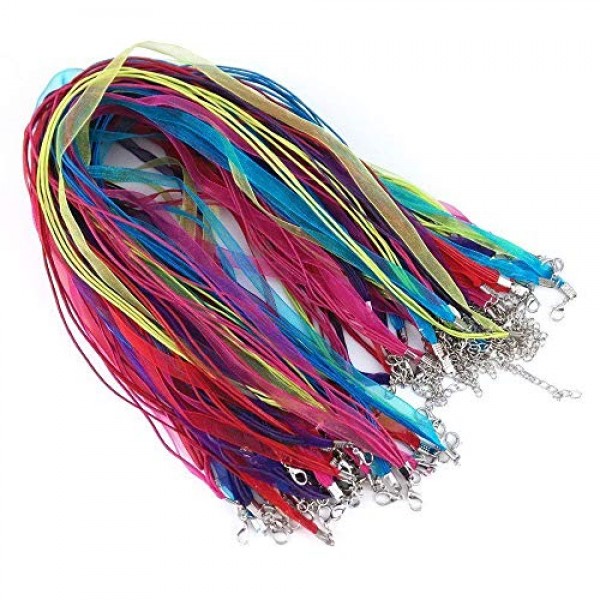 Dealglad 100pcs Colorful Voile Organza Ribbon Waxed Cord String Ne...