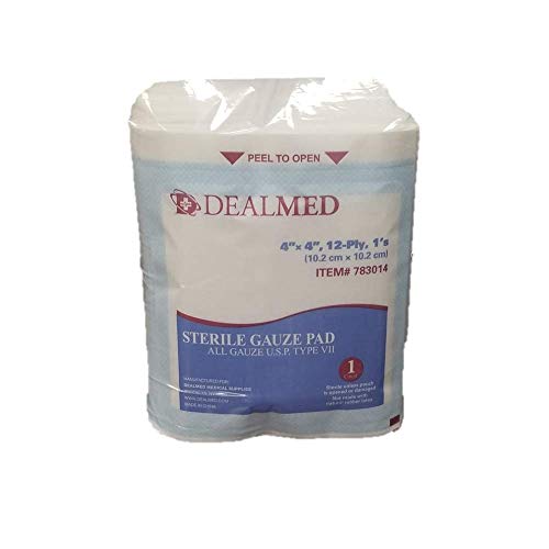 Dealmed Brand Sterile Gauze Pads, Individually Wrapped for Wound D...