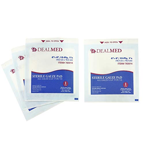 Dealmed Brand Sterile Gauze Pads, Individually Wrapped for Wound D...