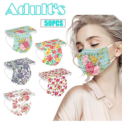 Disposable Face_Masks with Flower Designs for Adults Flower Printe...