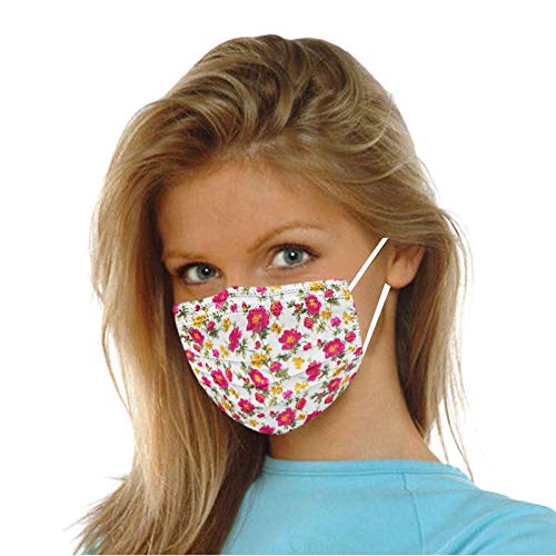Disposable Face_Masks with Flower Designs for Adults Flower Printe...