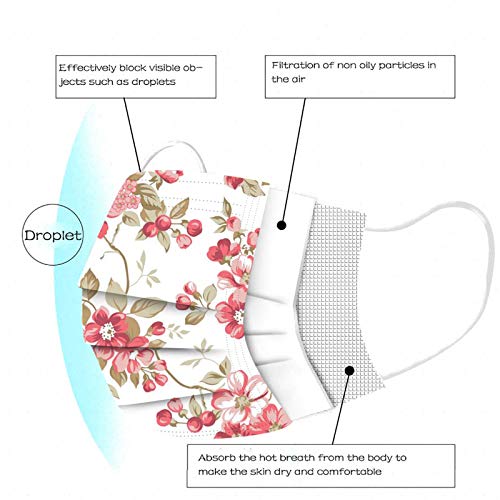 Disposable Face_Masks with Flower Designs for Adults Flower Printe...