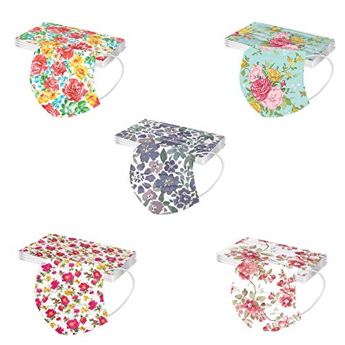 Disposable Face_Masks with Flower Designs for Adults Flower Printe...