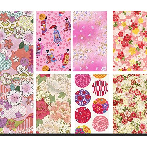 7 Pink Asian Japanese Fat Quarter Quilt Fabric Bundle #2