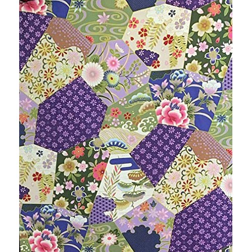 Garden Collage - Purple Asian Japanese Fabric - by The Yard