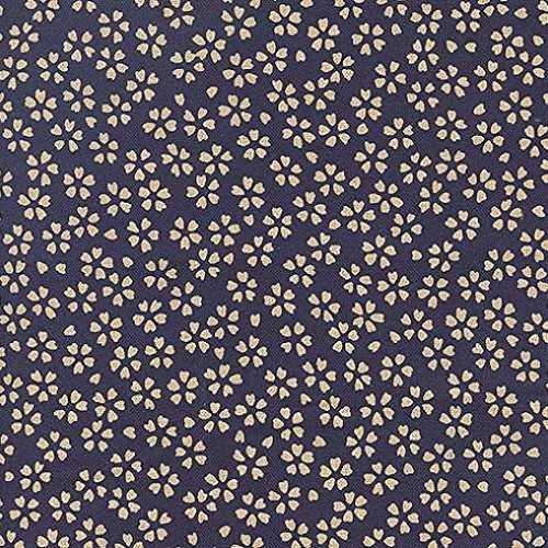 Indigo Blue & Cream Cherry Blossom Design: Asian Japanese Fabric -...