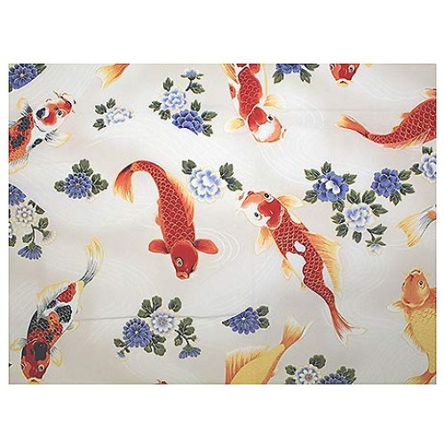 Koi & Drifting Blossoms: Beige Asian Japanese Fabric - by The 1/2 ...