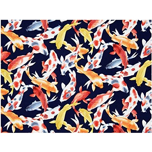 Koi Fish: Black Asian Japanese Fabric - Perfect for Masks, Quilts,...
