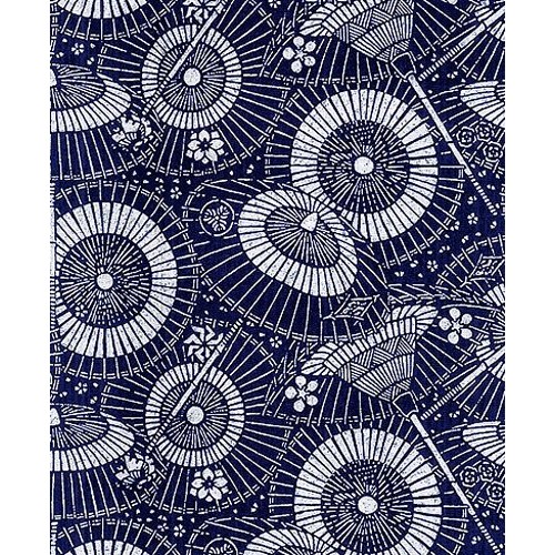 Parasols: Indigo Katagami Asian Japanese Fabric 1/2 Yd Increments