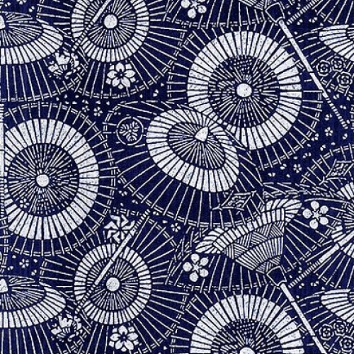 Parasols: Indigo Katagami Asian Japanese Fabric 1/2 Yd Increments