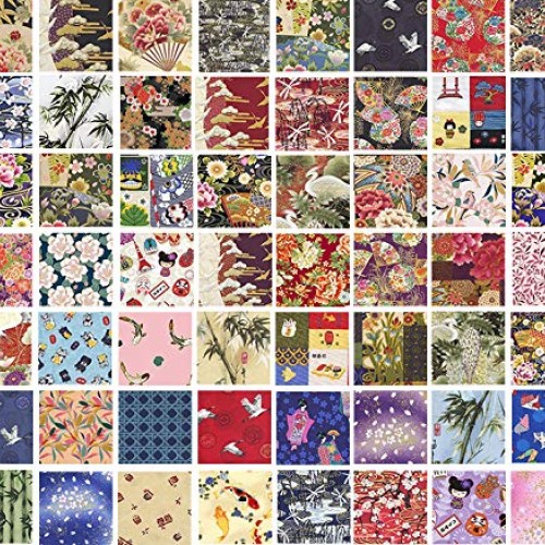 10 Asian Japanese Fat Quarter Quilt and Mask Fabric Bundle - 2 1/2...