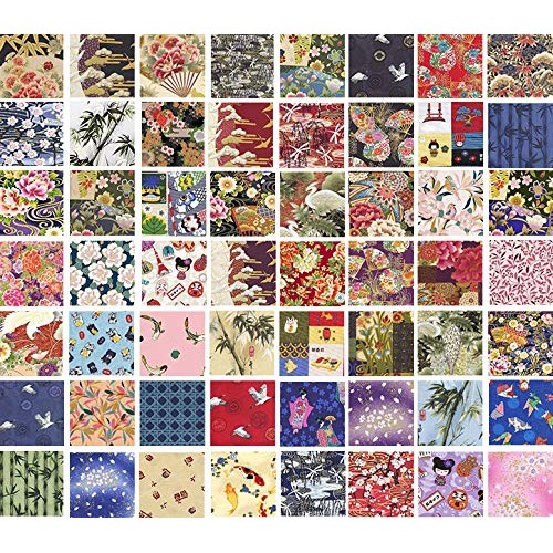 10 Asian Japanese Fat Quarter Quilt and Mask Fabric Bundle - 2 1/2...