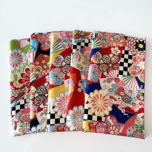 5 Asian Japanese Fat Quarter Quilt Fabric Bundle - Beautiful Kimon...