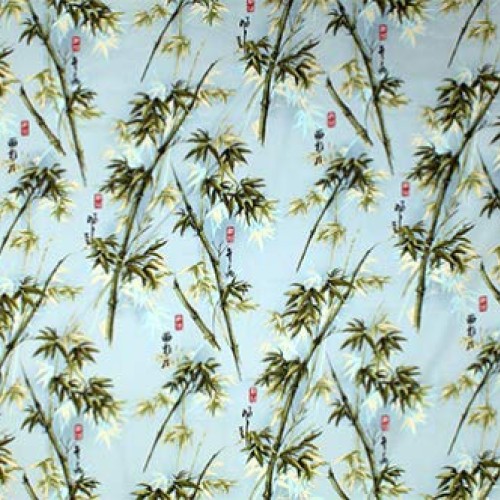 Beautiful Bamboo - Blue Asian Japanese Fabric - by The Yard