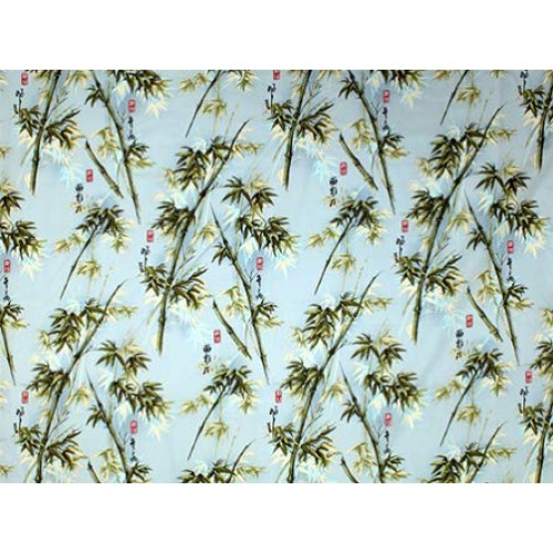 Beautiful Bamboo - Blue Asian Japanese Fabric - by The Yard
