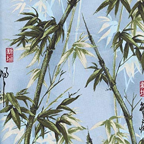 Beautiful Bamboo - Blue Asian Japanese Fabric - by The Yard