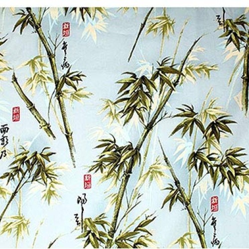 Beautiful Bamboo - Blue Asian Japanese Fabric - by The Yard