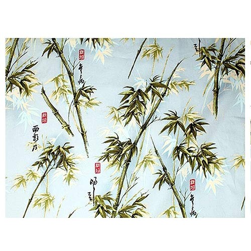 Beautiful Bamboo - Blue Asian Japanese Fabric - by The Yard