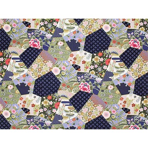 Garden Collage - Black Asian Japanese Fabric - by The Yard