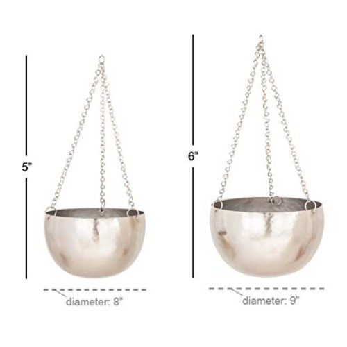 Deco 79 51931 Modern Bowl-Shaped Hanging Planters, 9 L x 9 W x 6...