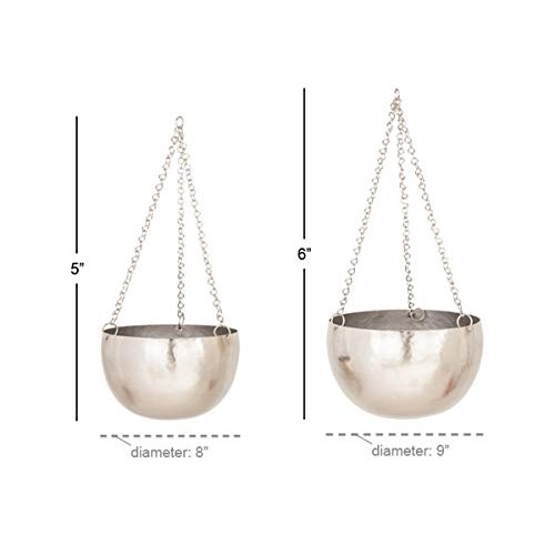 Deco 79 51931 Modern Bowl-Shaped Hanging Planters, 9 L x 9 W x 6...