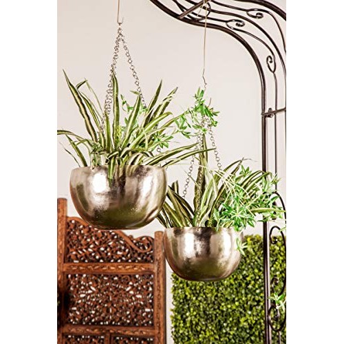 Deco 79 51931 Modern Bowl-Shaped Hanging Planters, 9 L x 9 W x 6...