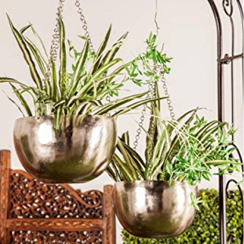 Deco 79 51931 Modern Bowl-Shaped Hanging Planters, 9 L x 9 W x 6...