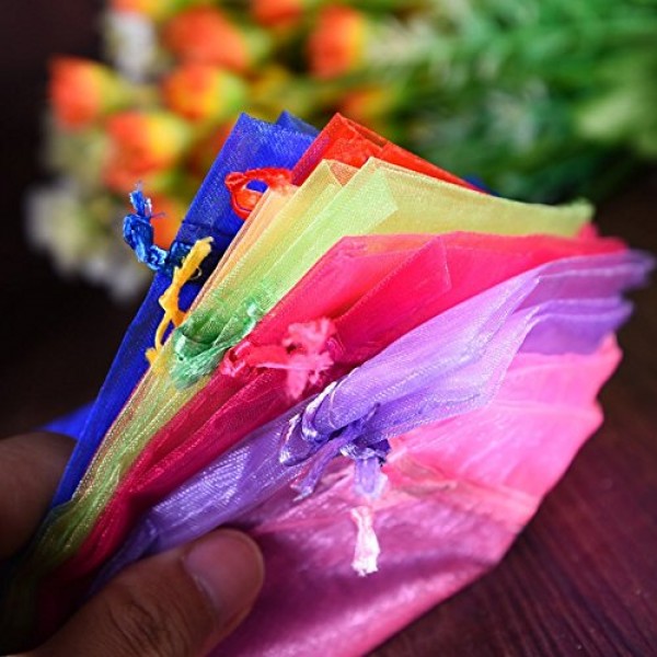DECORA 4x6 Inch 20 Colors Organza Drawstring Bags Wedding Favour M...