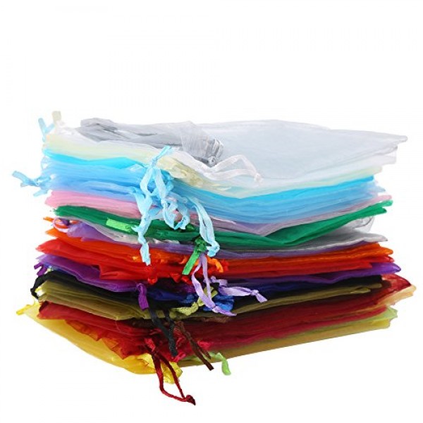 DECORA 4x6 Inch 20 Colors Organza Drawstring Bags Wedding Favour M...