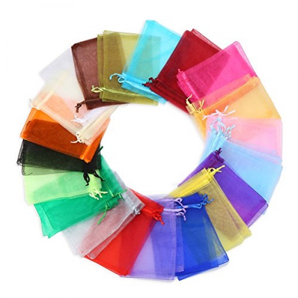 DECORA 4x6 Inch 20 Colors Organza Drawstring Bags Wedding Favour M...