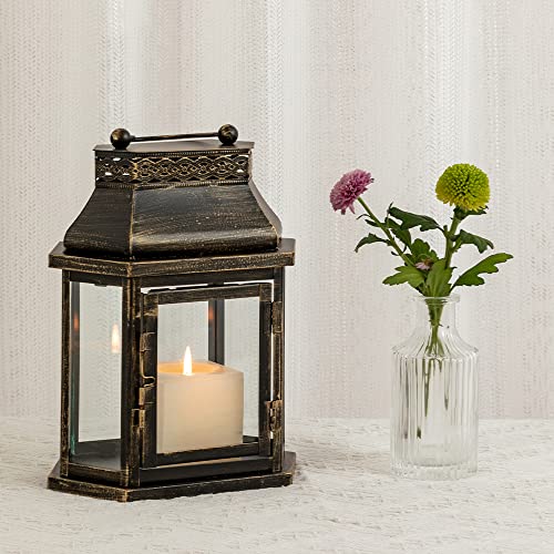 DECORKEY Candle Lantern Decorative, Flat Hex Hanging Spring Home D...