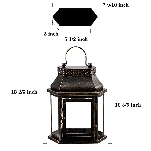 DECORKEY Candle Lantern Decorative, Flat Hex Hanging Spring Home D...