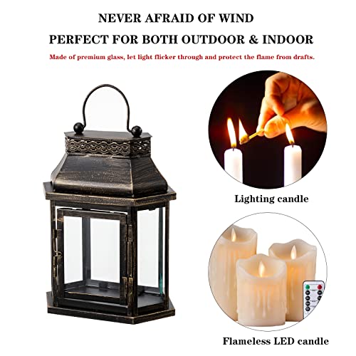 DECORKEY Candle Lantern Decorative, Flat Hex Hanging Spring Home D...