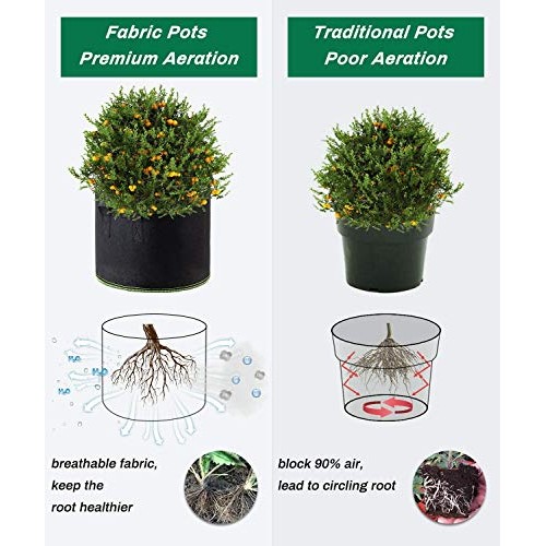 Decorlife 8 Pack 15 Gallon Grow Bags, Non-Woven Aeration Plant Fab...
