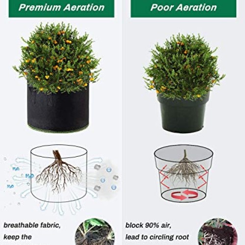 Decorlife 8 Pack 15 Gallon Grow Bags, Non-Woven Aeration Plant Fab...