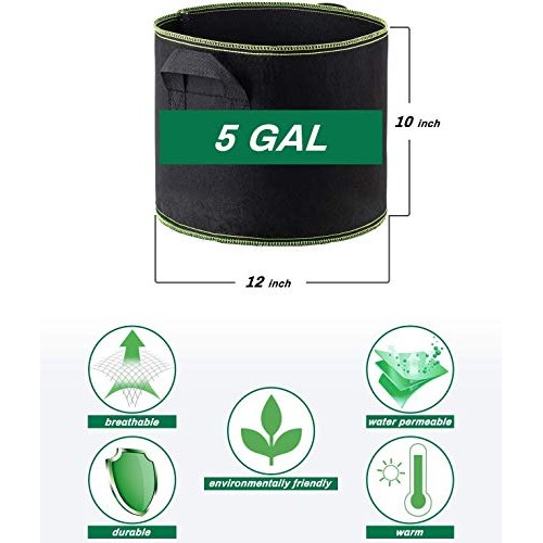 Decorlife 8 Pack 15 Gallon Grow Bags, Non-Woven Aeration Plant Fab...
