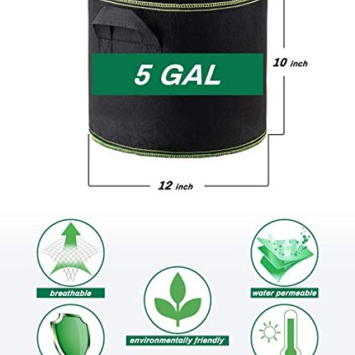 Decorlife 8 Pack 15 Gallon Grow Bags, Non-Woven Aeration Plant Fab...