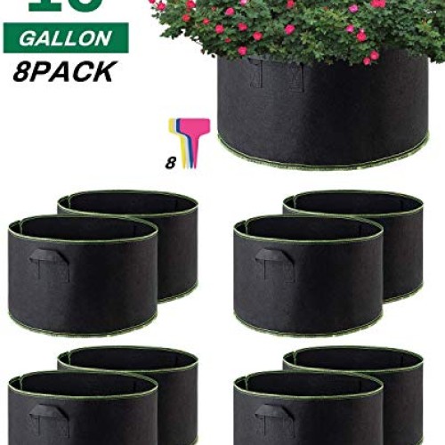 Decorlife 8 Pack 15 Gallon Grow Bags, Non-Woven Aeration Plant Fab...