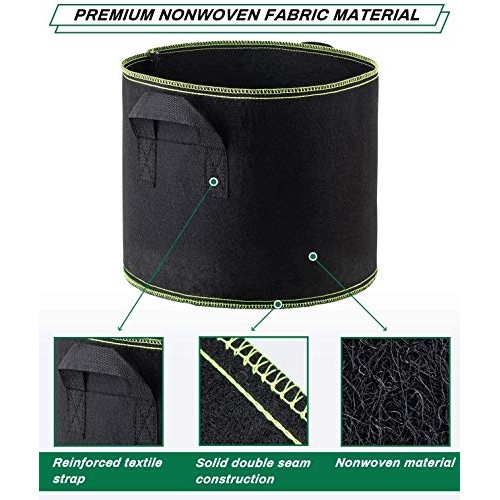 Decorlife 8 Pack 15 Gallon Grow Bags, Non-Woven Aeration Plant Fab...