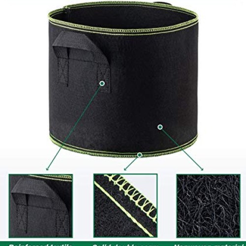 Decorlife 8 Pack 15 Gallon Grow Bags, Non-Woven Aeration Plant Fab...