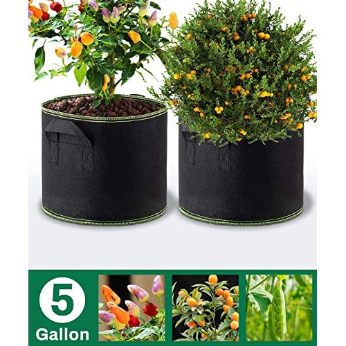 Decorlife 8 Pack 15 Gallon Grow Bags, Non-Woven Aeration Plant Fab...